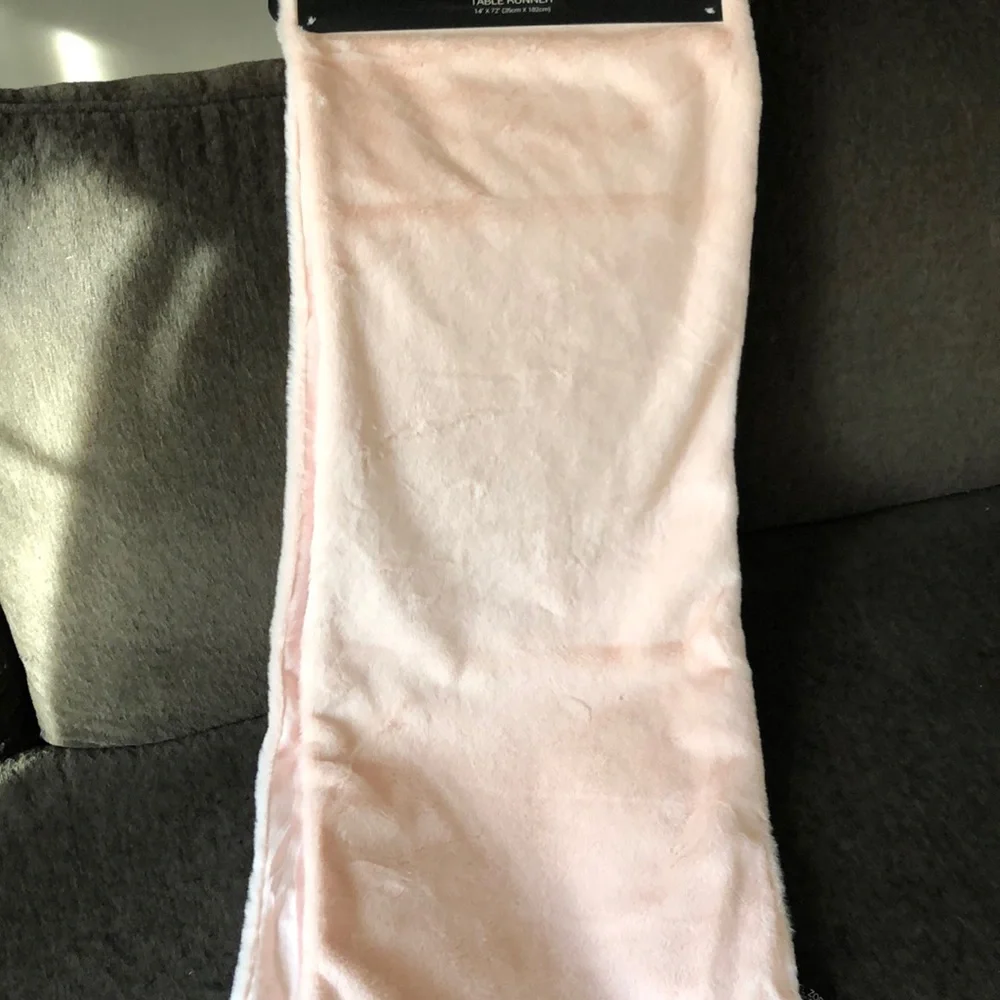 Rachel Zoe PINK Faux Fur Table Runner